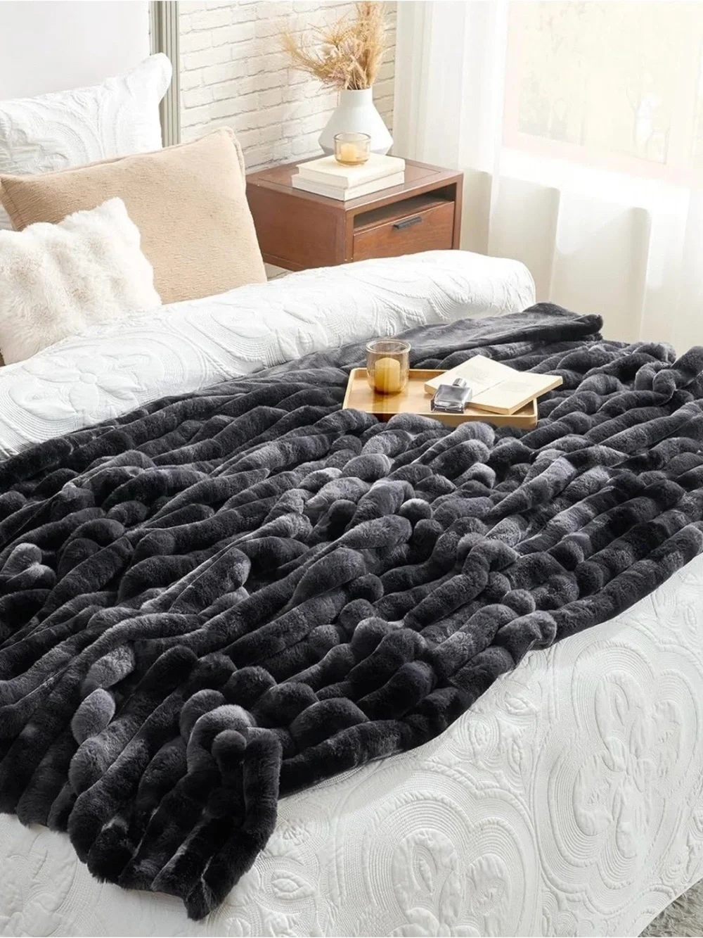 Cozy Bliss Faux Fur Throw Blanket